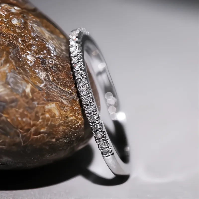 Minimalist Thin Cubic Zirconia Rings for Women Wedding Band Fashion Jewelry