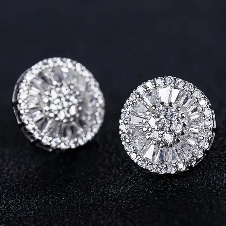High Quality Copper Stud Earrings Fireworks Shape CZ Jewelry Engagement Wedding for Women Girls
