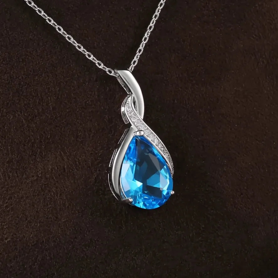 Luxury Cubic Zirconia Geometric Pendant Necklace for Women Bridal Wedding Jewelry