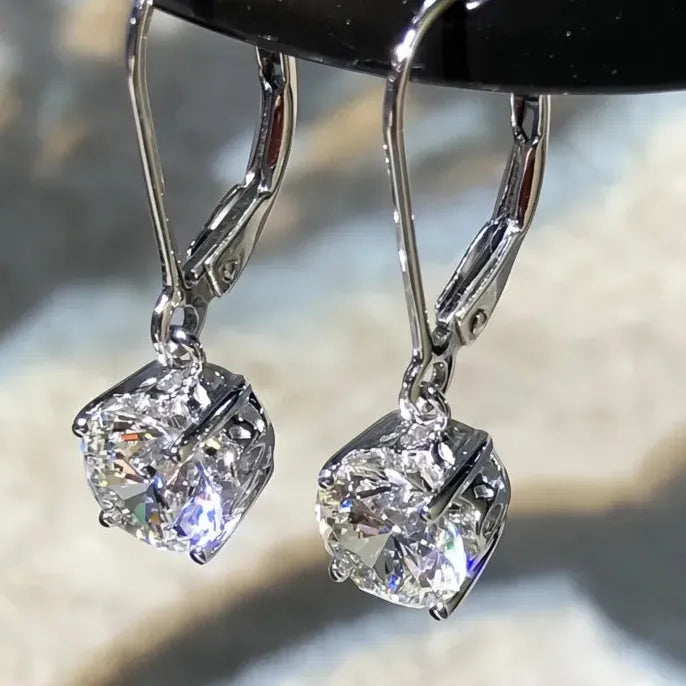 Elegant Round Cubic Zirconia Dangle Earrings for Women in Copper Alloy Gift