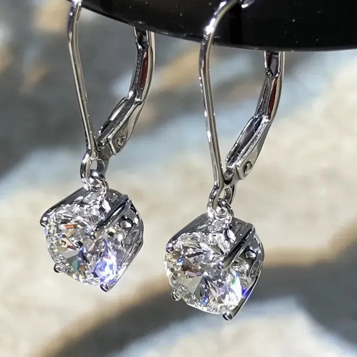 Geometric Round Cubic Zirconia Dangle Earrings for Women Copper Alloy Gift