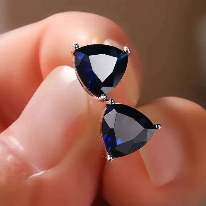 Minimalist Triangular Cubic Zirconia Stud Earrings for Women Fashion Jewelry White Multicolor Green Blue