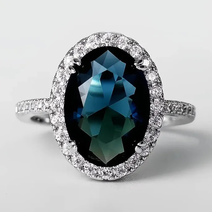 Charming Blue Cubic Zirconia Women’s Wedding Party Bridal Eternity Ring Trendy Jewelry