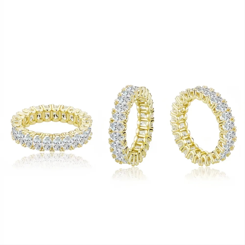 White Gold Plated Iced Out Ring Set | Micro Pave AAA CZ Hip Hop Ring for Men