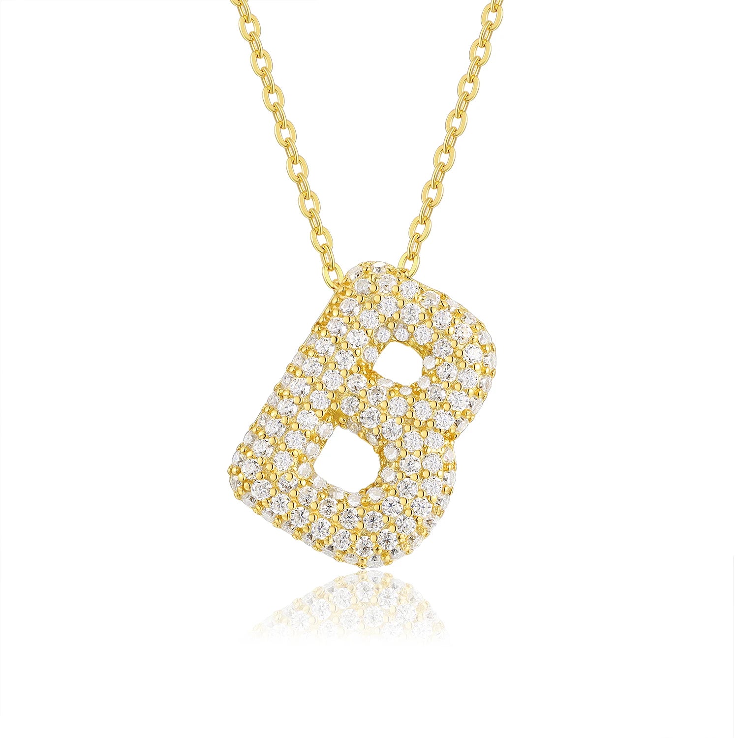 Gold Plated Moissanite Alphabet Pendant Necklace 26 Letters 925 Silver Unisex Jewelry