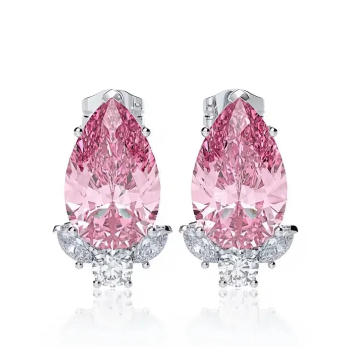 Teardrop Cubic Zirconia Stud Earrings for Women Bridal Wedding Engagement Jewelry Copper Alloy