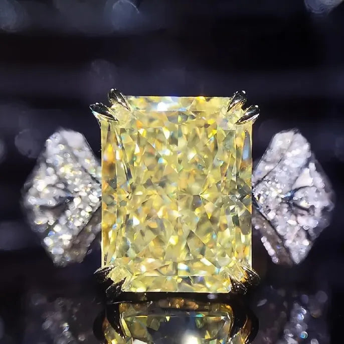 Women's Yellow Cubic Zirconia Square Stone Brass Wedding Party Ring