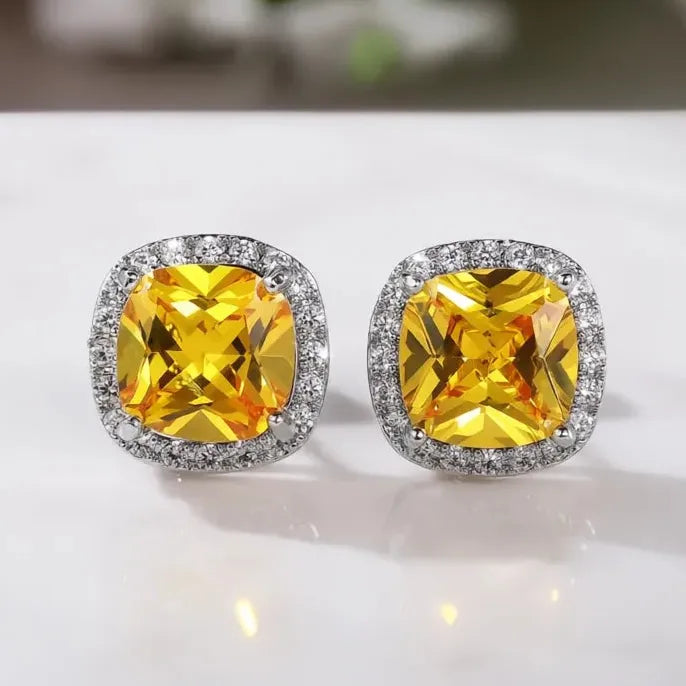 Geometric Cubic Zirconia Stud Earrings Copper Alloy Wedding Engagement Jewelry