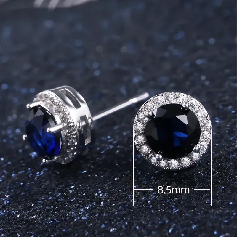 Classic Round Cubic Zirconia Prong Setting Women’s Stud Earrings 6 Colors Wedding Jewelry