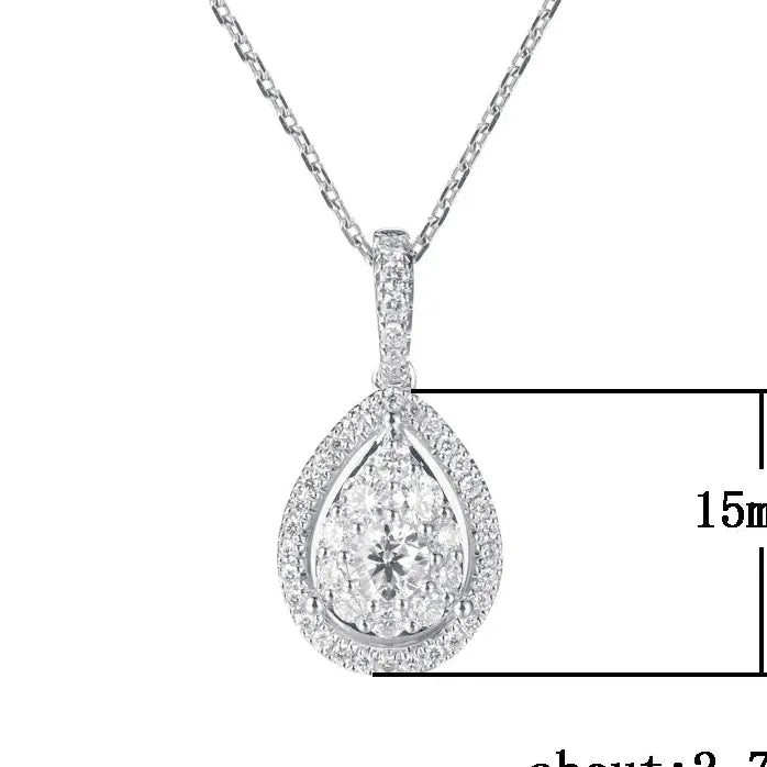 Water Drop CZ Pendant Necklace for Women Copper Alloy Delicate Jewelry