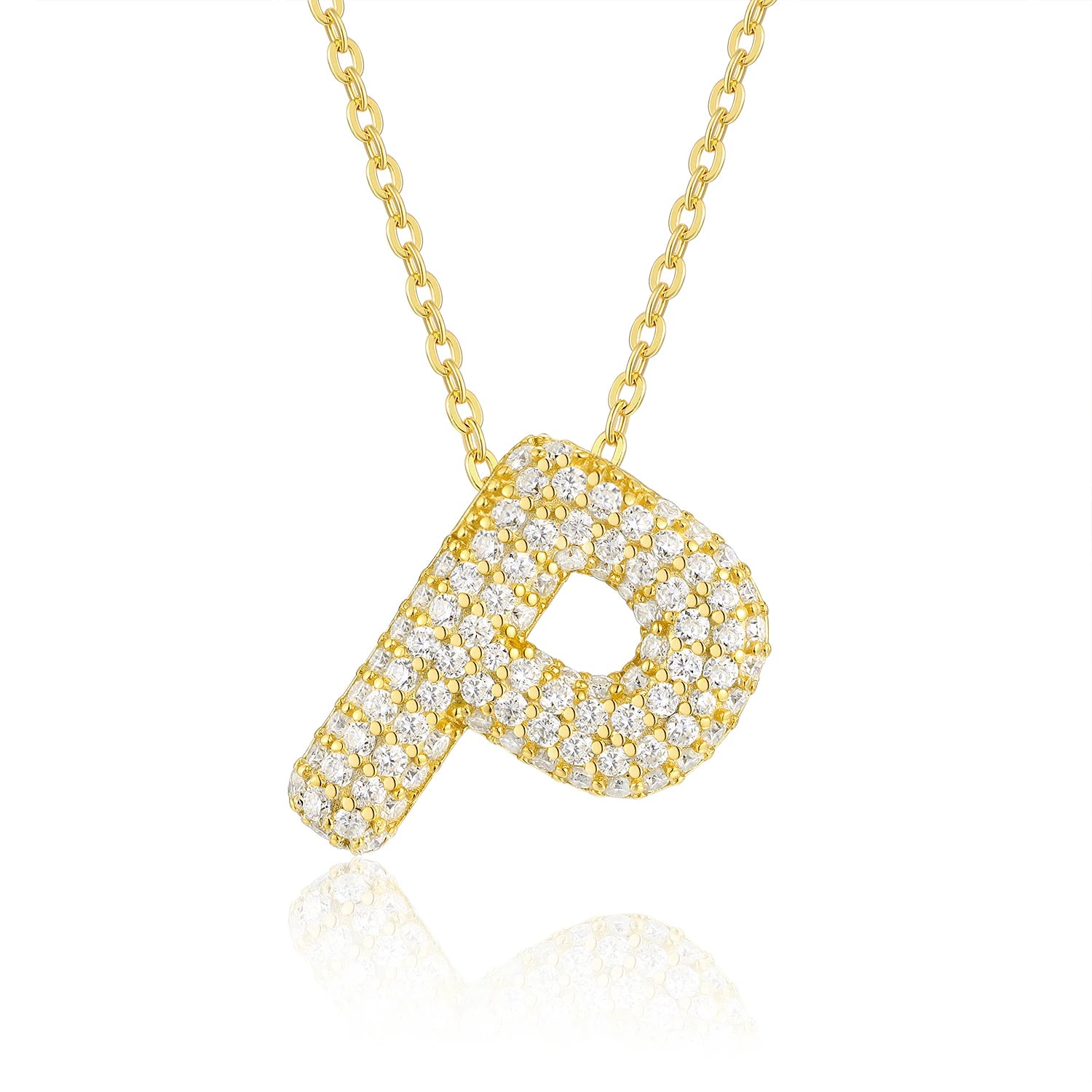 Gold Plated Moissanite Alphabet Pendant Necklace 26 Letters 925 Silver Unisex Jewelry