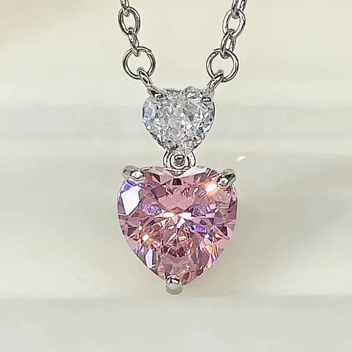 Heart Necklace with Cubic Zirconia Pendant Copper Alloy Engagement Gift