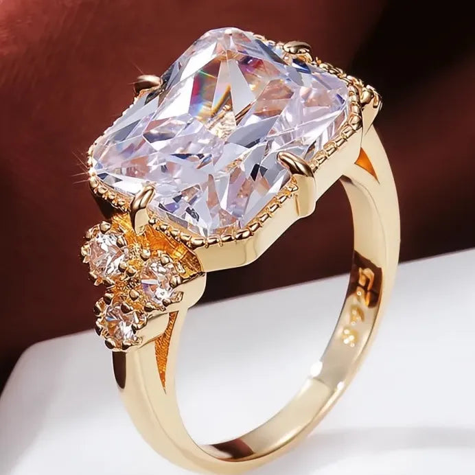 Gold Bridal Wedding Rings for Women Engagement CZ Crystal Jewelry New Arrival