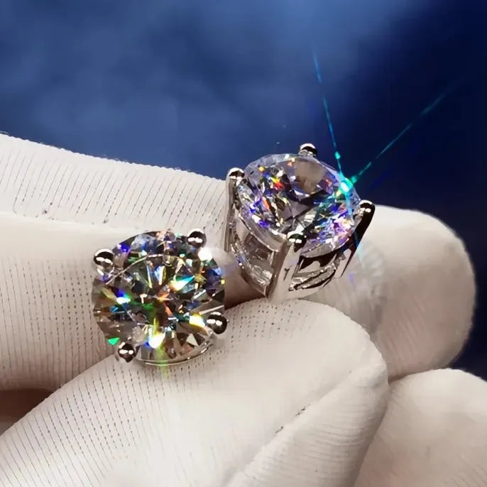 Round Cubic Zirconia Crystal Stud Earrings Unisex Daily Wear Simple Versatile Jewelry Gift