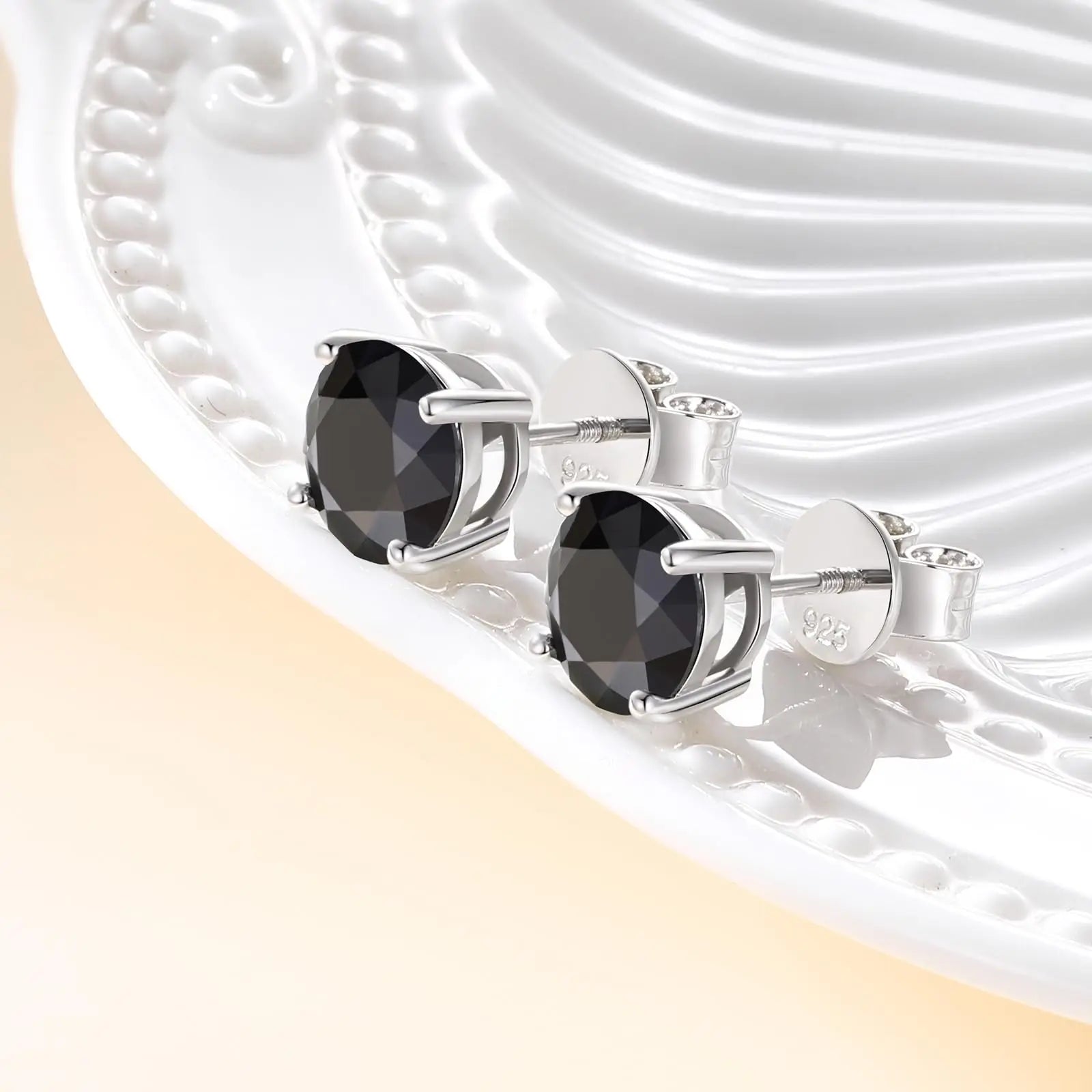 Black Moissanite Stud Earrings S925 Silver 18K Gold Plated Hip Hop Jewelry Men
