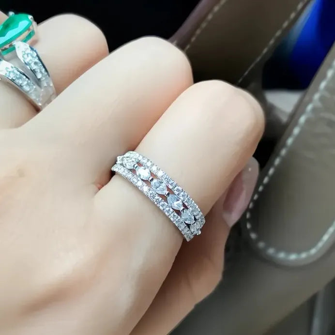 Women’s Elegant Round Marquise CZ Brass Wedding Ring Gift