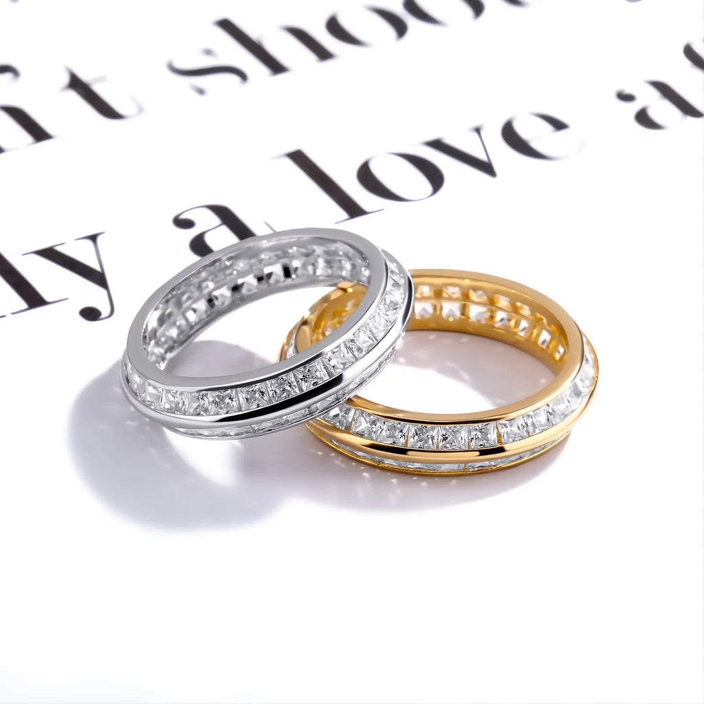 Gold Iced Out Baguette CZ Ring | Hip Hop Punk Bling Ring Unisex Jewelry