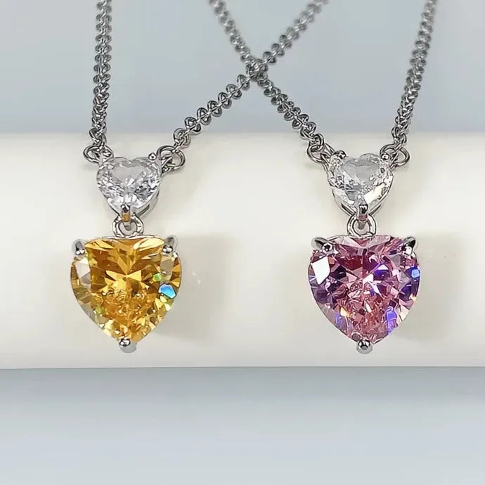 Heart Necklace with Cubic Zirconia Pendant Copper Alloy Engagement Gift