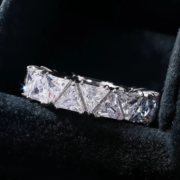 Luxury Wedding Band Promise Rings for Women Triangle Cubic Zirconia Brass Trendy Jewelry