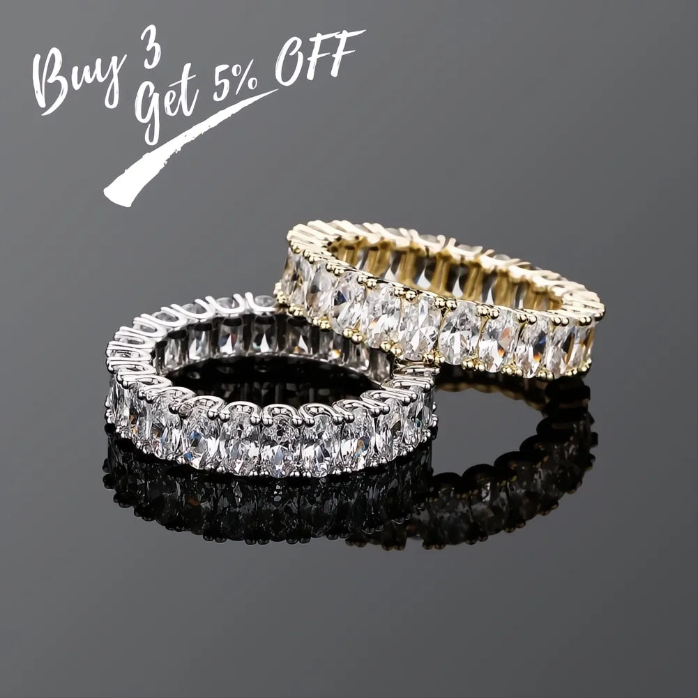 White Gold Plated Iced Out Ring Set | Micro Pave AAA CZ Hip Hop Ring for Men