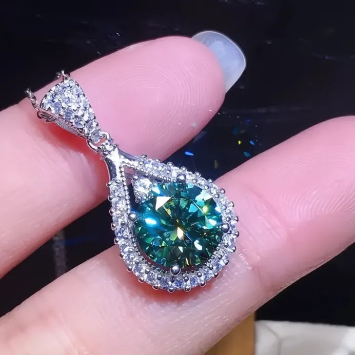 Geometric Green Cubic Zirconia Pendant Necklace for Women’s Wedding Jewelry