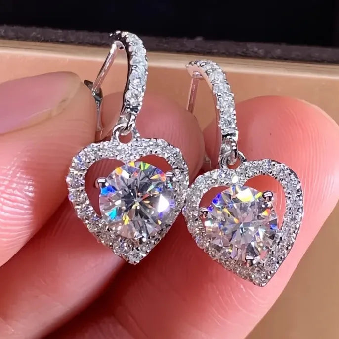 Heart Drop Copper Alloy Earrings with AAA Cubic Zirconia for Women