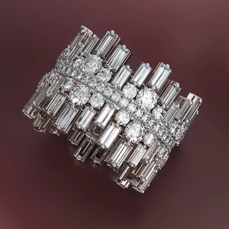 Luxury Irregular Shape Love Ring for Women Brass Cubic Zirconia Wedding Engagement Jewelry