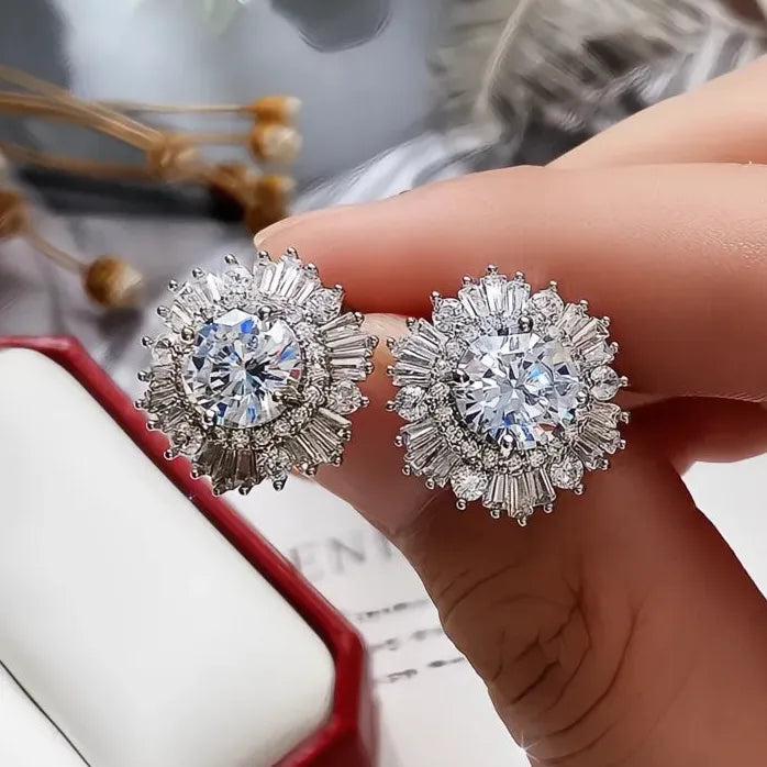Geometric Cubic Zirconia Stud Earrings for Women Wedding Jewelry