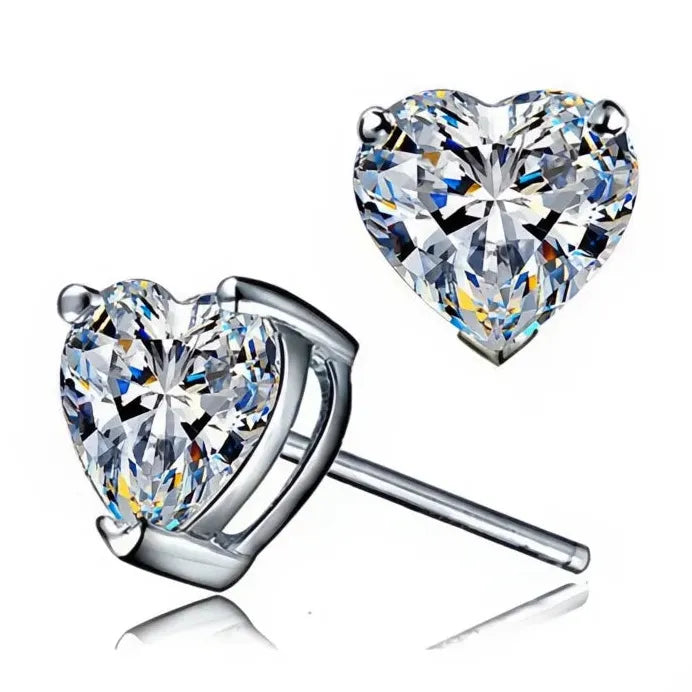 Multi-Color Heart Cubic Zirconia Stud Earrings for Women Stylish Jewelry