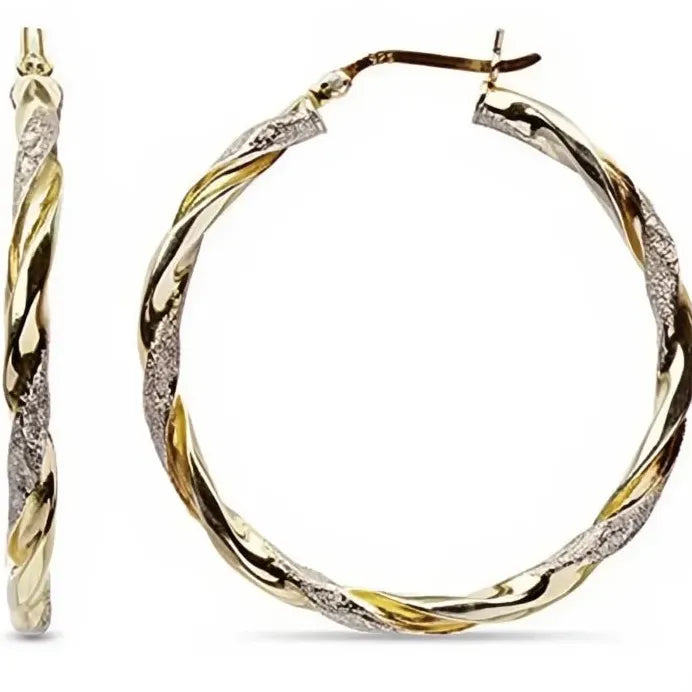 Trendy Women’s Geometric Twist Hoop Earrings Gold Color Stylish Gift