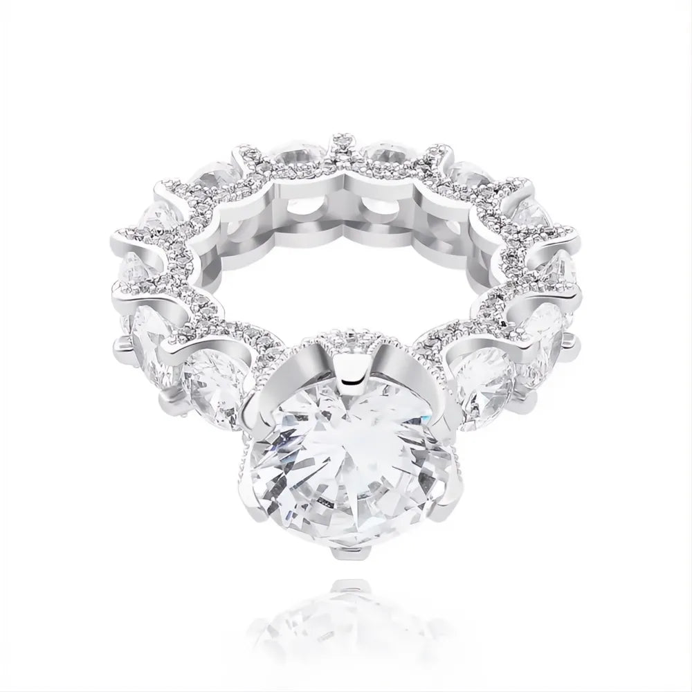 Gold Color Iced Out CZ Ring | AAA+ Zircon Fashion Gift Ring for Women