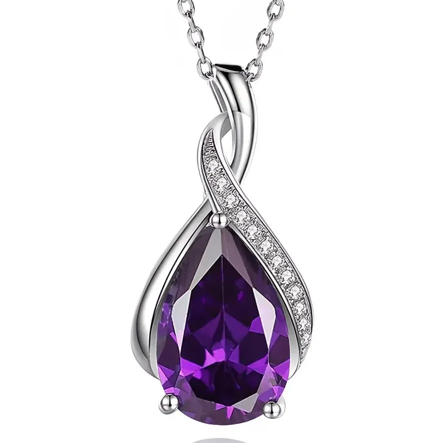 Luxury Cubic Zirconia Geometric Pendant Necklace for Women Bridal Wedding Jewelry