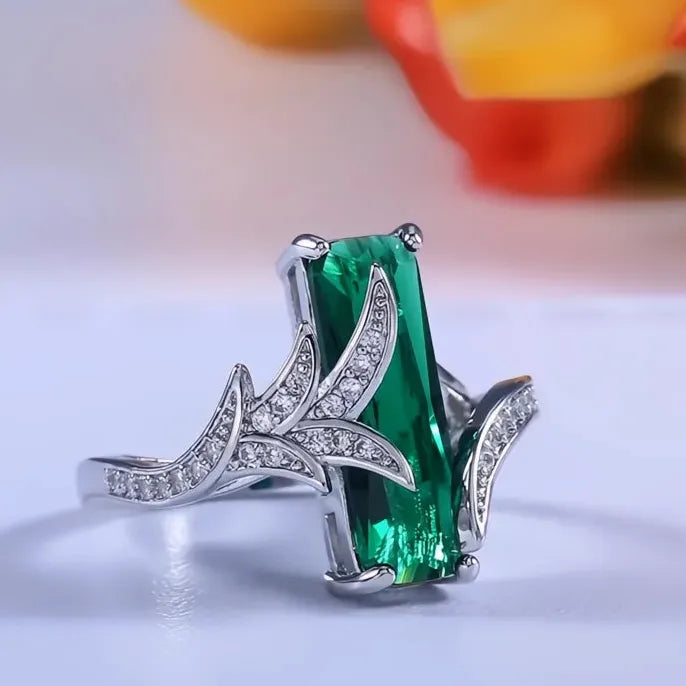 Silver Plated Copper Wedding Engagement Ring with Multicolor Cubic Zirconia for Women