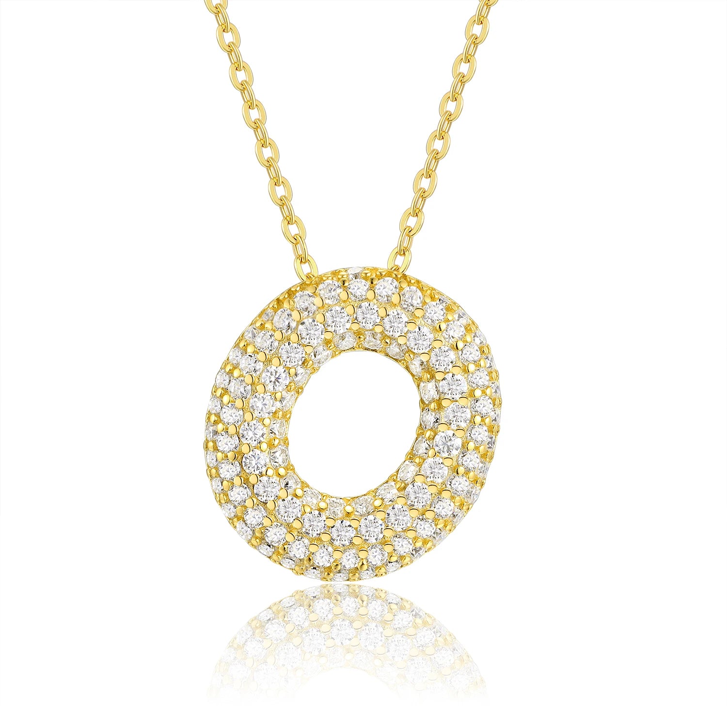 Gold Plated Moissanite Alphabet Pendant Necklace 26 Letters 925 Silver Unisex Jewelry