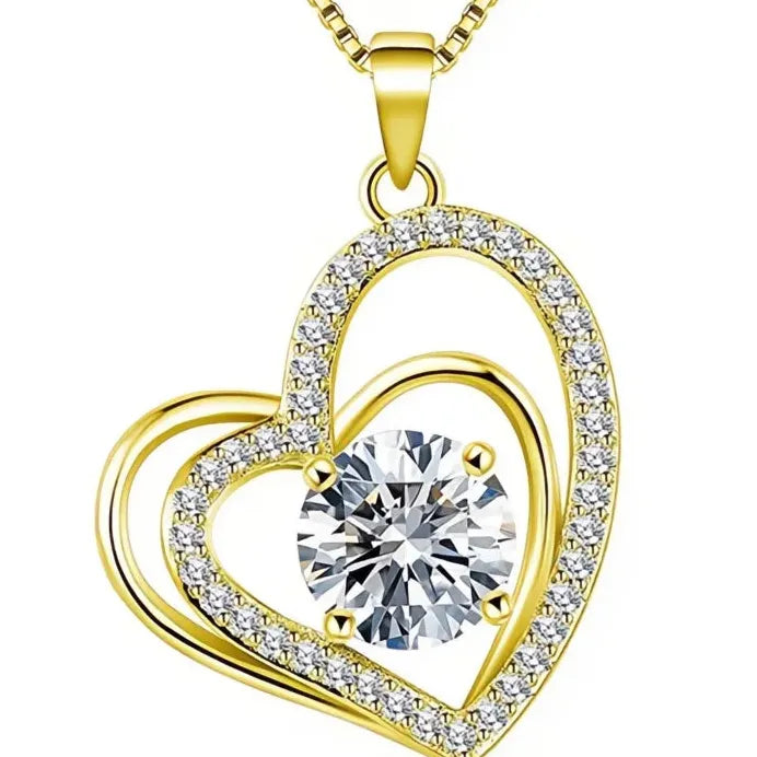 Heart Shape MOM Crystal Pendant Necklace Copper Alloy Jewelry Gift