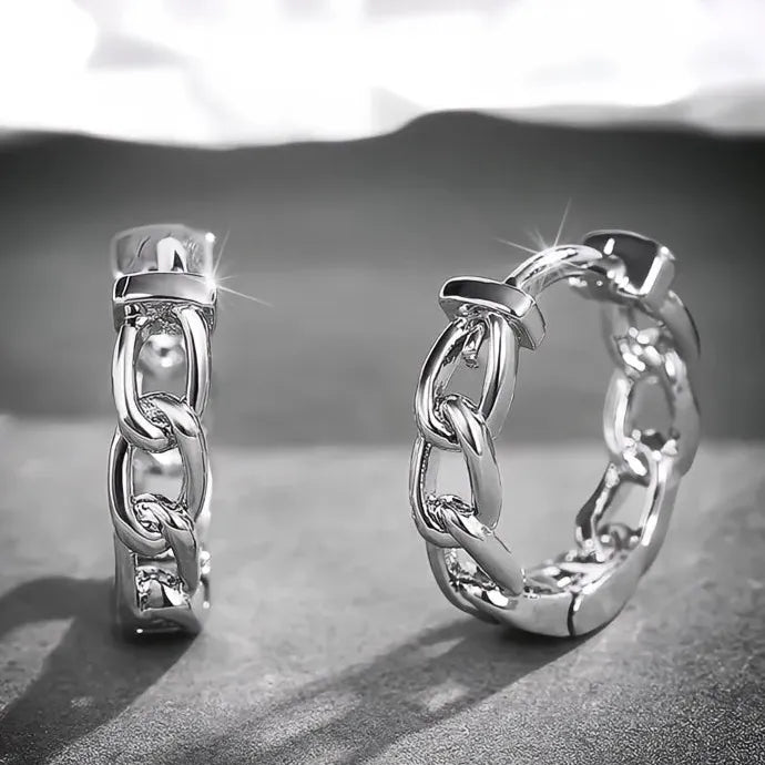 Silver Gold Chain Hoop Earrings Women Link Twist Geometric Copper Alloy Jewelry