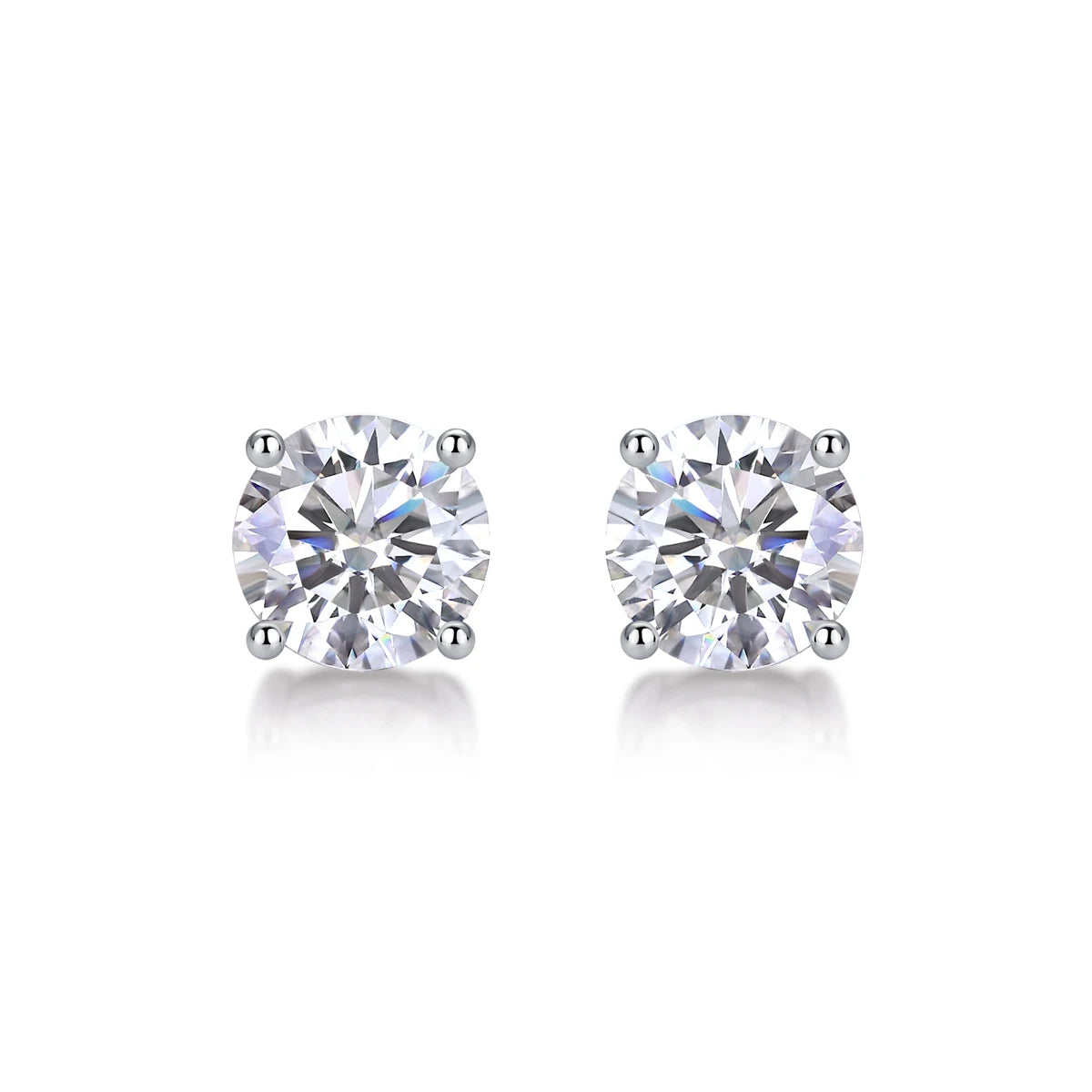 Classic Round Moissanite Stud Earrings 18K Gold Plated S925 Silver Claw GRA Certified Jewelry