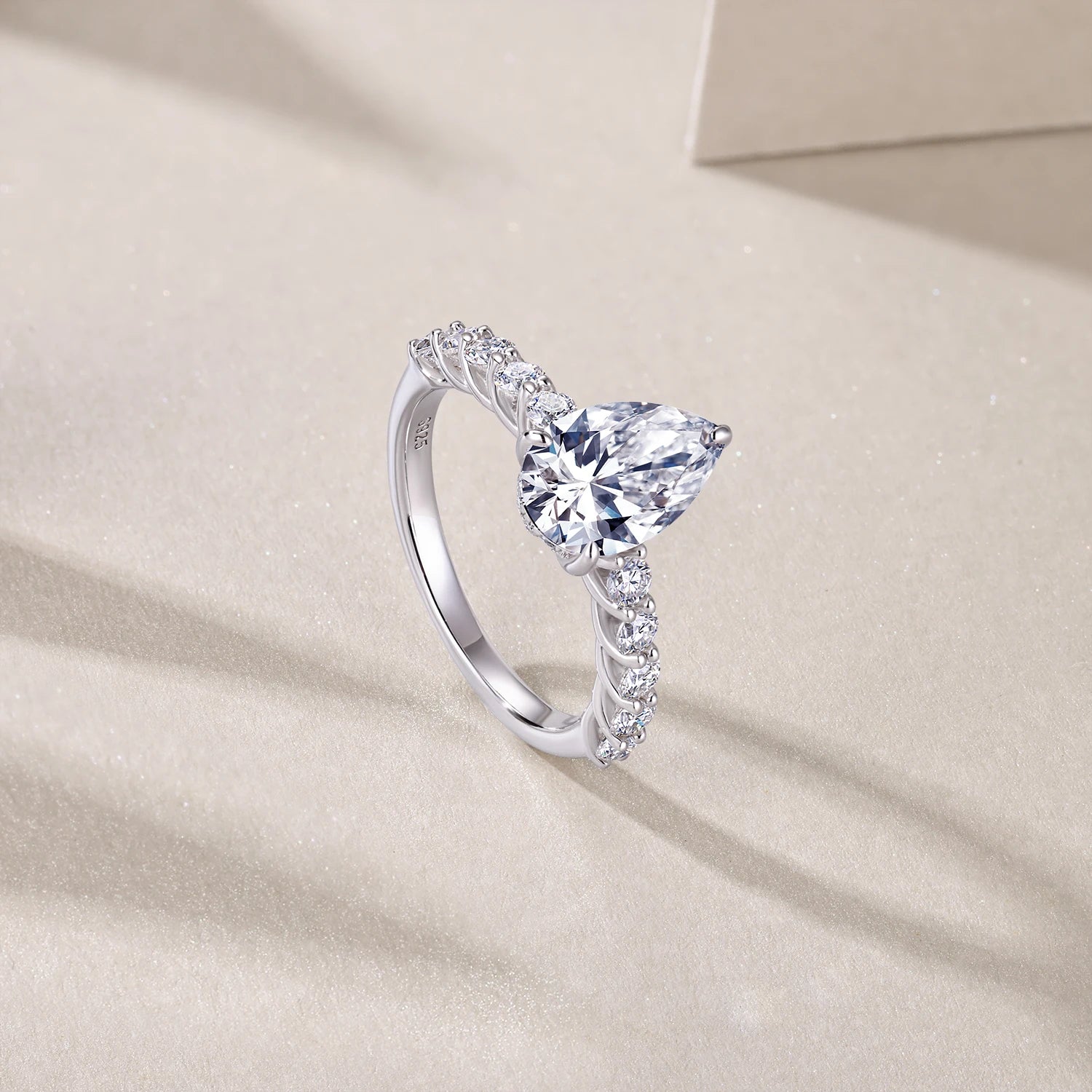 Pear Cut Moissanite Engagement Ring 925 Silver Hypoallergenic Wedding Jewelry