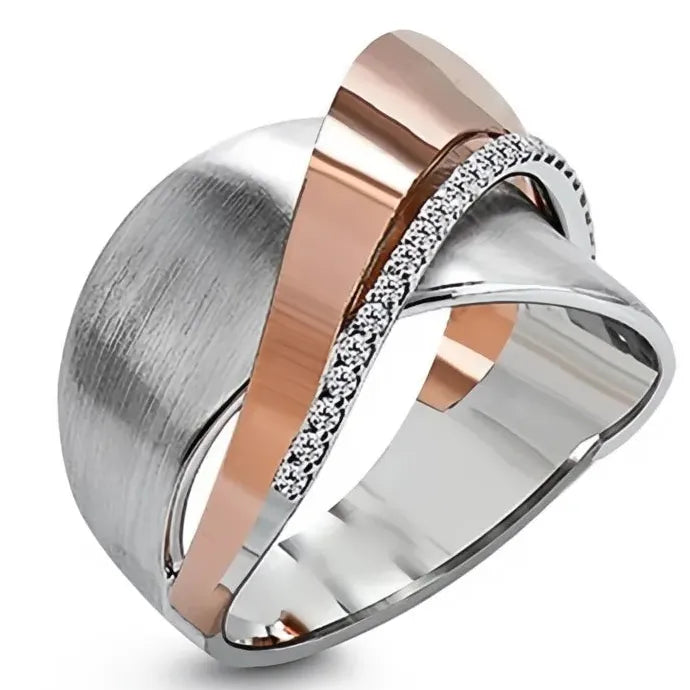 Geometric Zircon Stone Women’s Ring Brass Fashion Jewelry Party Office