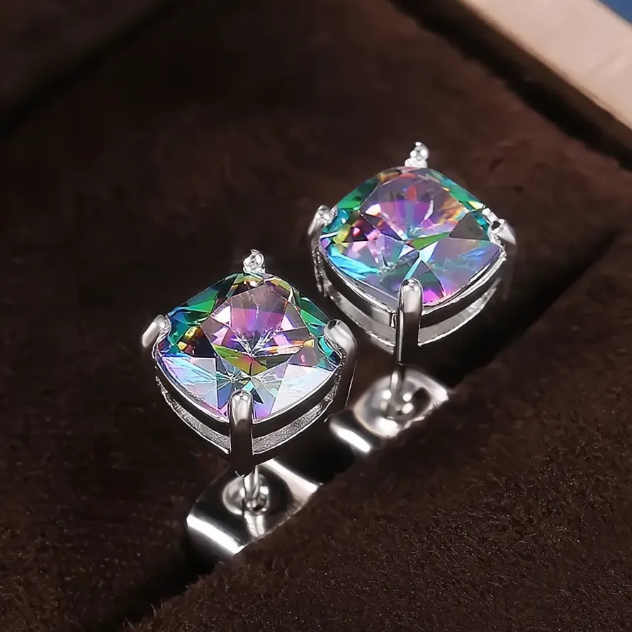 Luxury Geometric Cubic Zirconia Stud Earrings for Wedding Jewelry