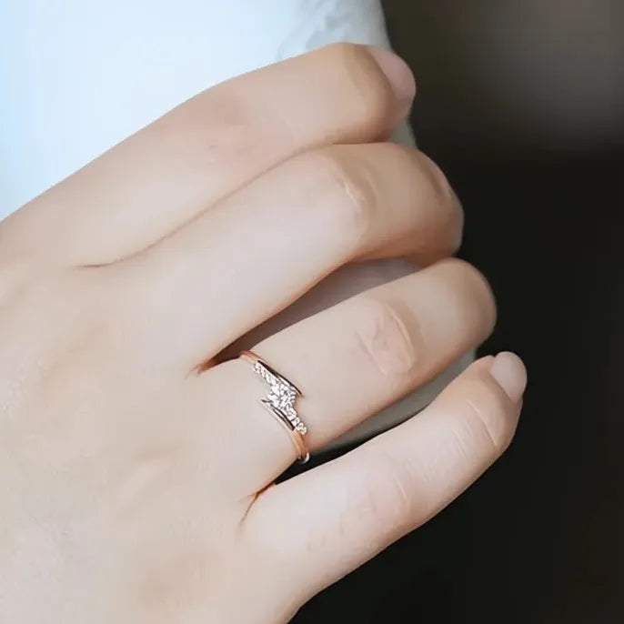 Women’s Gold Brass Wedding Ring with AAA Cubic Zirconia Geometric Design