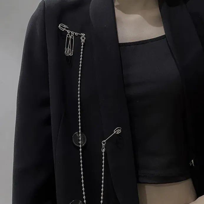 Geometric Zinc Alloy Tassel Brooch Pin Clip Lapel Pin for Men Women