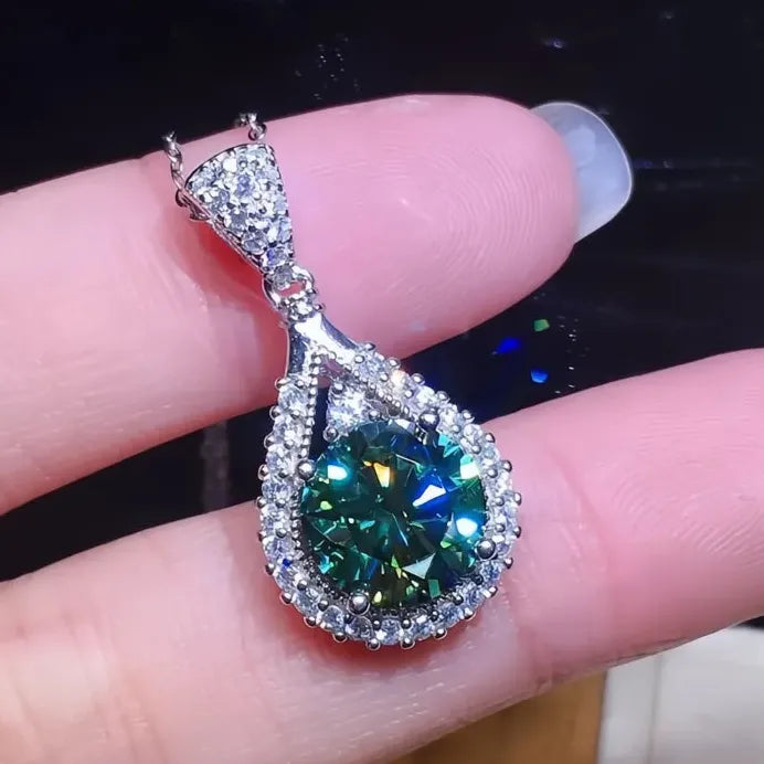 Geometric Green Cubic Zirconia Pendant Necklace for Women’s Wedding Jewelry