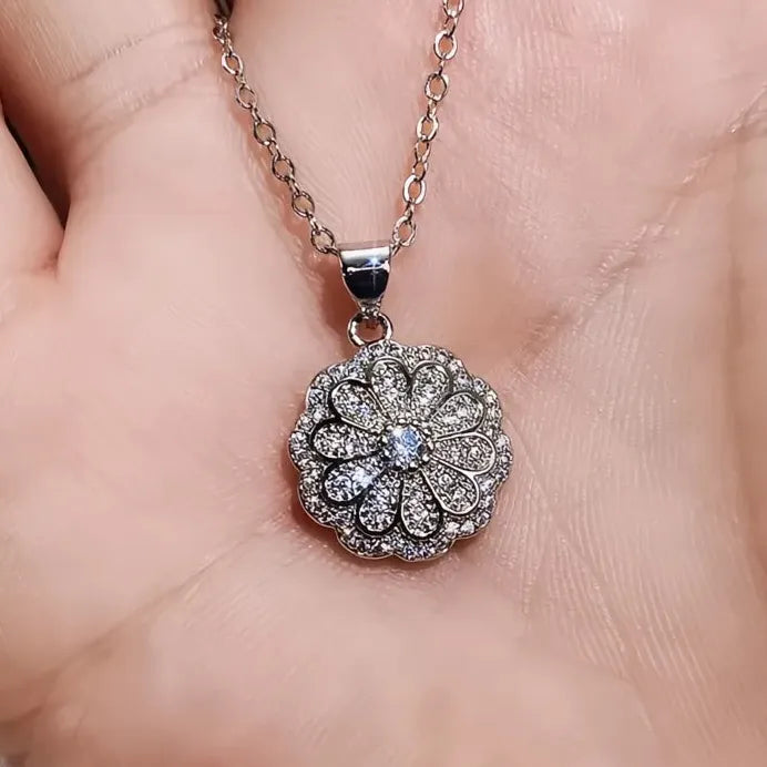 Geometric Flower Wedding Necklace with AAA Cubic Zirconia for Women