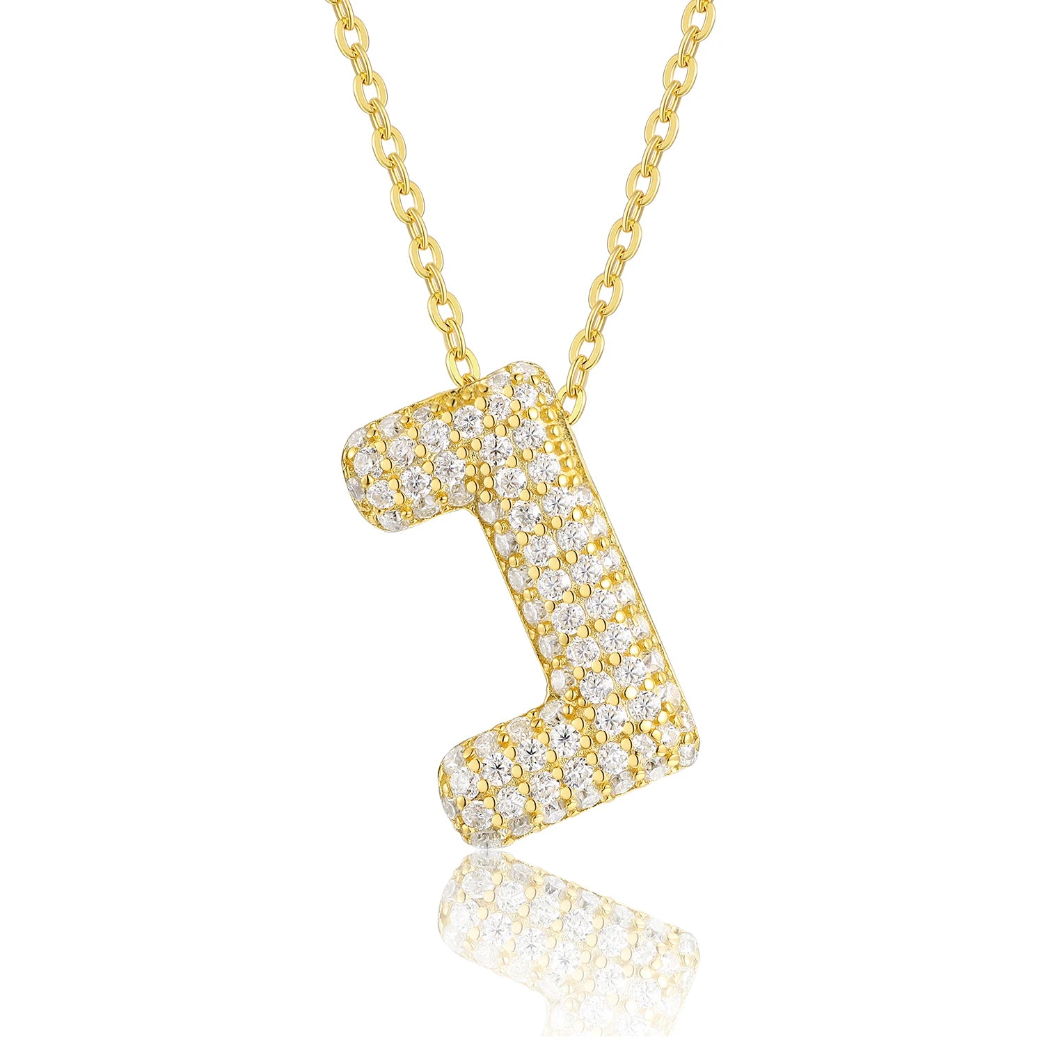 Gold Plated Moissanite Alphabet Pendant Necklace 26 Letters 925 Silver Unisex Jewelry