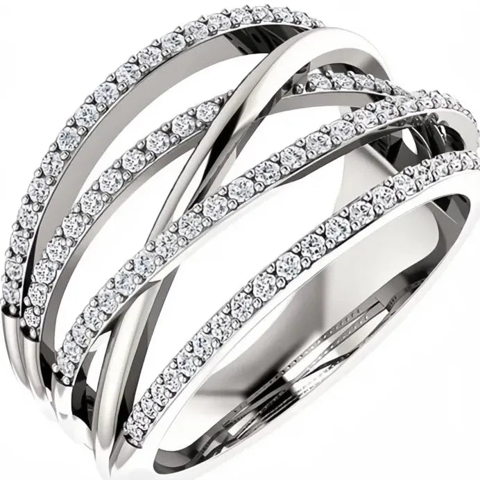 Layered Personality Ring with Black & White Zircon Birthday Gift for Women