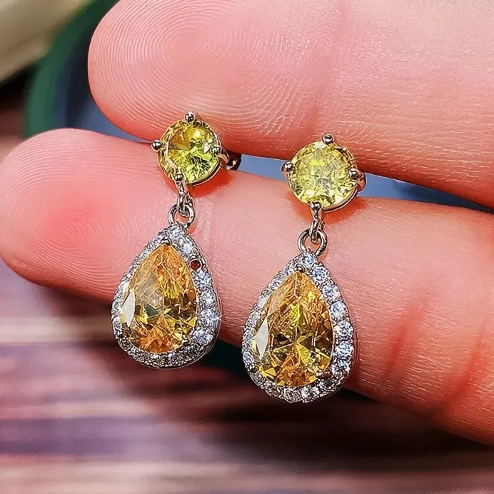 Luxury Water Drop CZ Dangle Earrings for Women Wedding Jewelry Multiple Colors