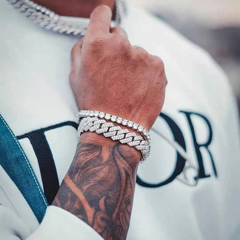 925 Silver Gold Plated VVS Moissanite Tennis Chain Bracelet Men Women 2-6.5mm