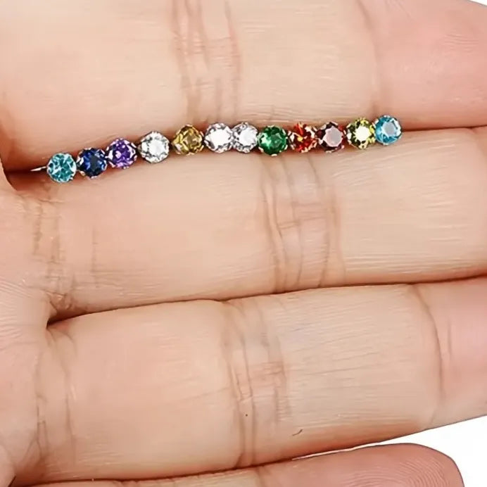 Geometric Cubic Zirconia Stud Earrings for Women, 12 Colors, Daily Wear