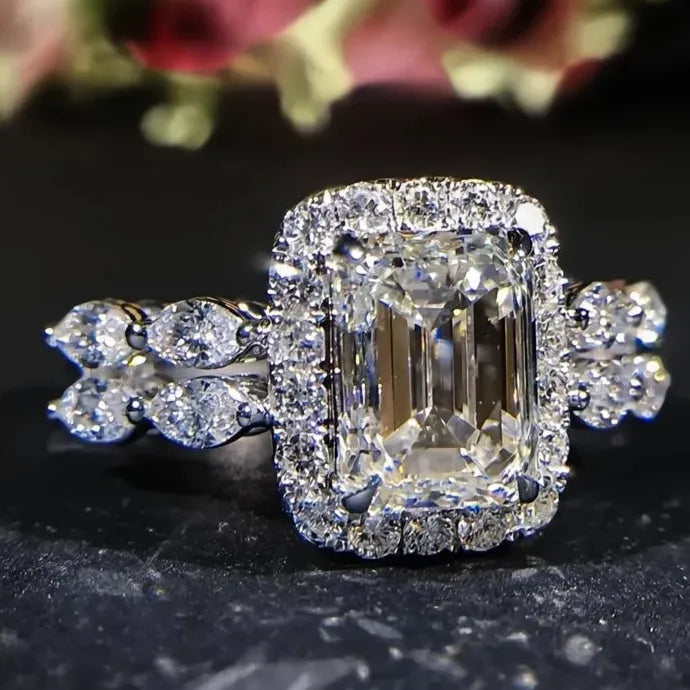 Cubic Zirconia Brass Wedding Engagement Ring for Women Gift Jewelry